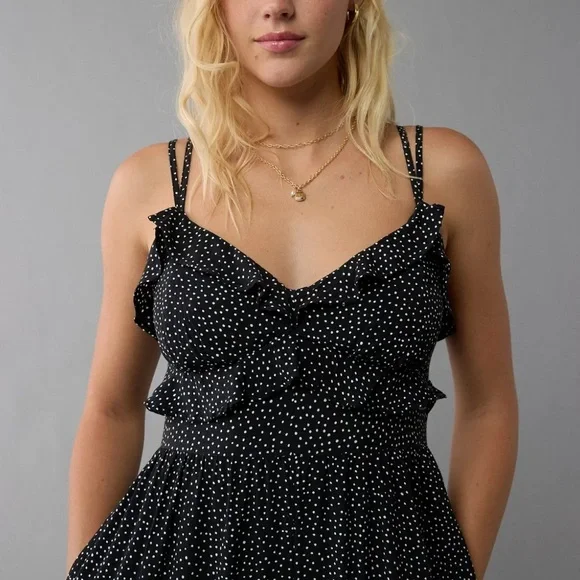 NWT AE Black and White Polka Dot Jumpsuit - Picture 6 of 8